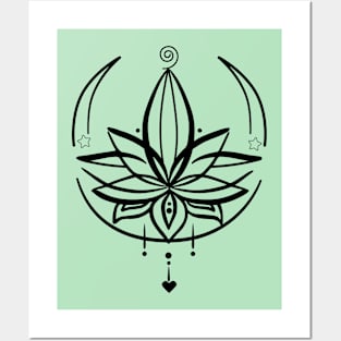 Lotus lineart  T-Shirt Posters and Art